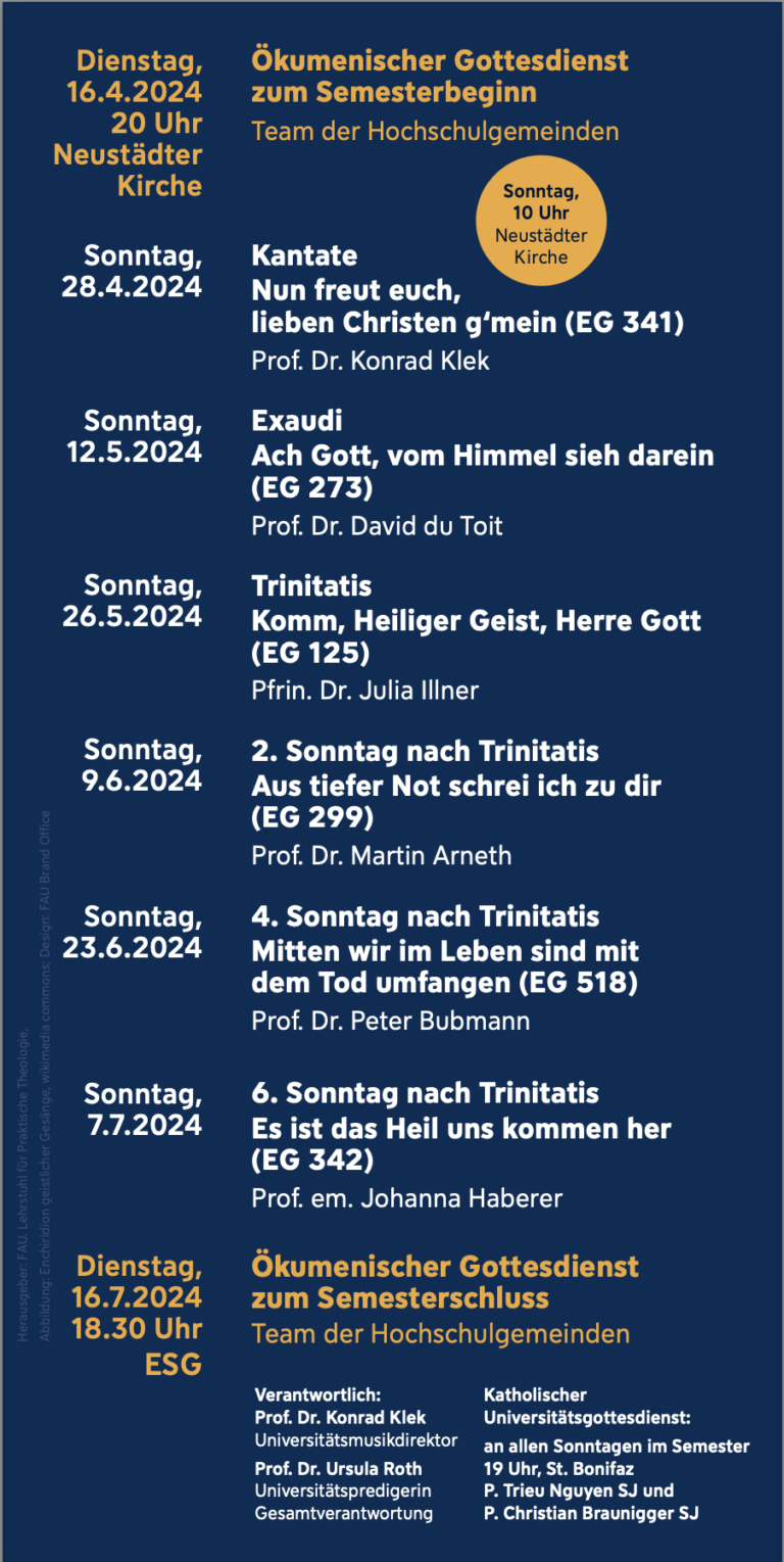 Universitätsgottesdienste im SoSe 2024